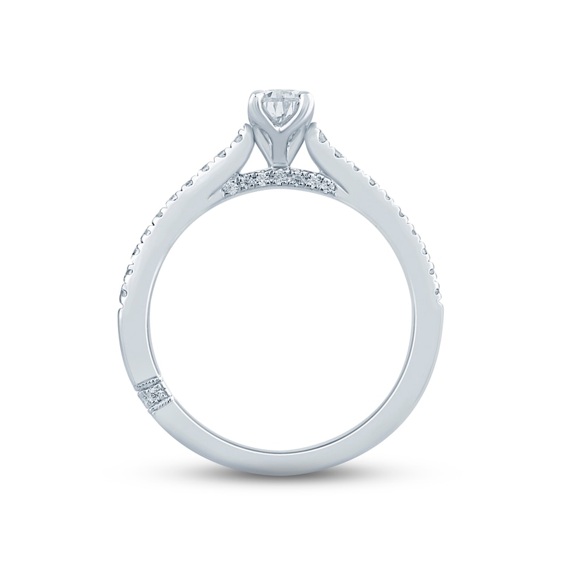 Monique Lhuillier Bliss Diamond Engagement Ring 5/8 ct tw Pear & Round-cut 18K White Gold