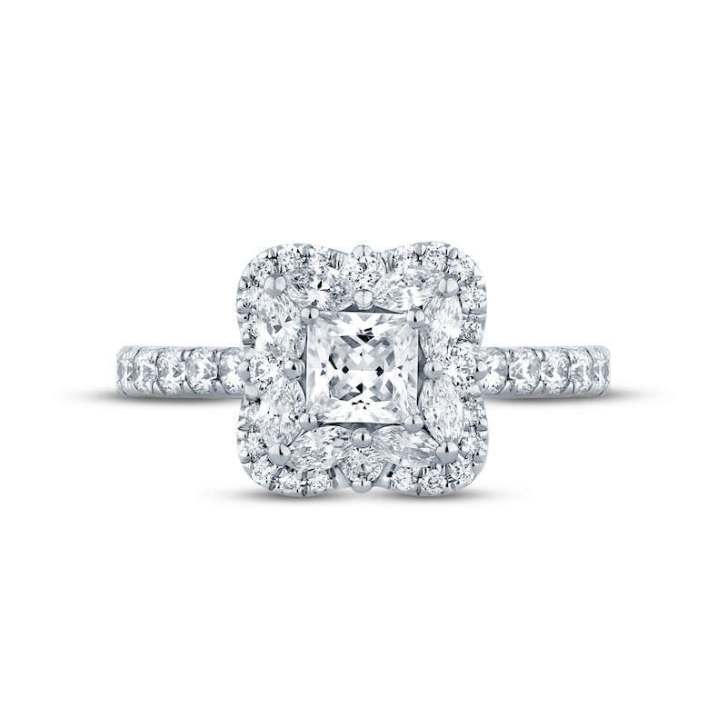Monique Lhuillier Bliss Diamond Engagement Ring 1-1/4 ct tw Princess, Marquise & Round-cut 18K White Gold