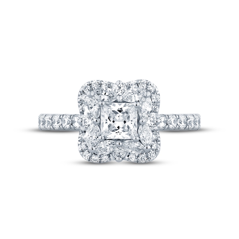 Main Image 4 of Monique Lhuillier Bliss Diamond Engagement Ring 1-1/4 ct tw Princess, Marquise & Round-cut 18K White Gold