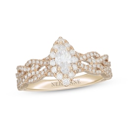 Neil Lane Diamond Engagement Ring 7/8 ct tw Marquise & Round-cut 14K Yellow Gold