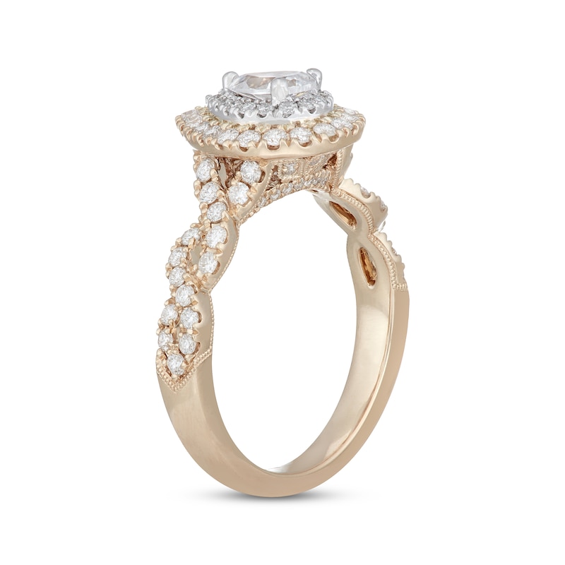 Main Image 2 of Neil Lane Diamond Engagement Ring 1 ct tw Pear & Round-cut 14K Two-Tone Gold