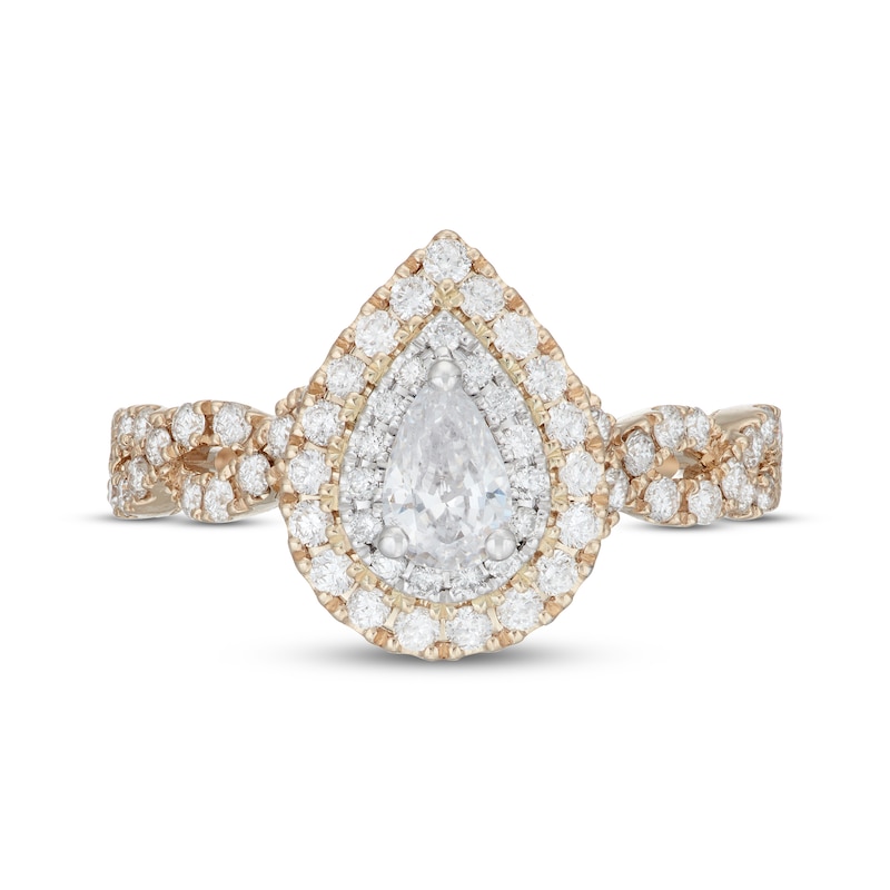 Main Image 3 of Neil Lane Diamond Engagement Ring 1 ct tw Pear & Round-cut 14K Two-Tone Gold