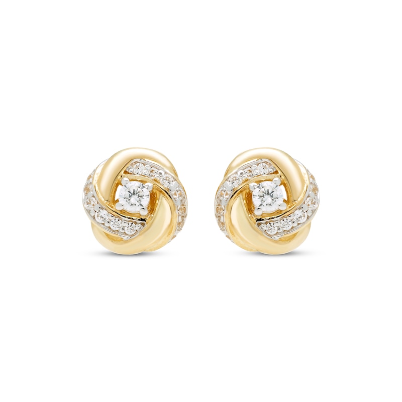 Diamond Love Knot Stud Earrings 1/6 ct tw 10K Yellow Gold