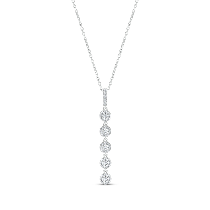 Main Image 1 of Multi-Diamond Circle Drop Necklace 1/3 ct tw 10K White Gold 18&quot;