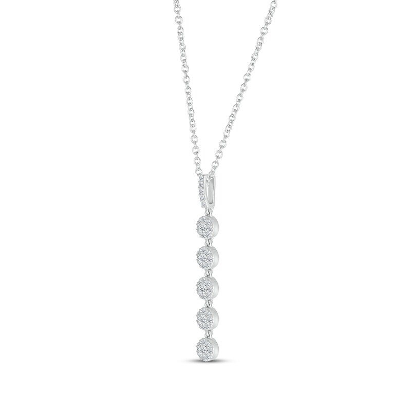 Main Image 2 of Multi-Diamond Circle Drop Necklace 1/3 ct tw 10K White Gold 18&quot;