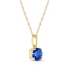 Thumbnail Image 2 of Blue Round-Cut Lab-Created Sapphire Necklace 10K Yellow Gold 18&quot;