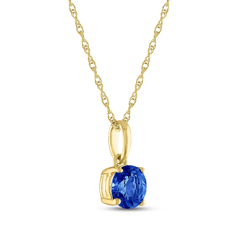 Main Image 2 of Blue Round-Cut Lab-Created Sapphire Necklace 10K Yellow Gold 18&quot;