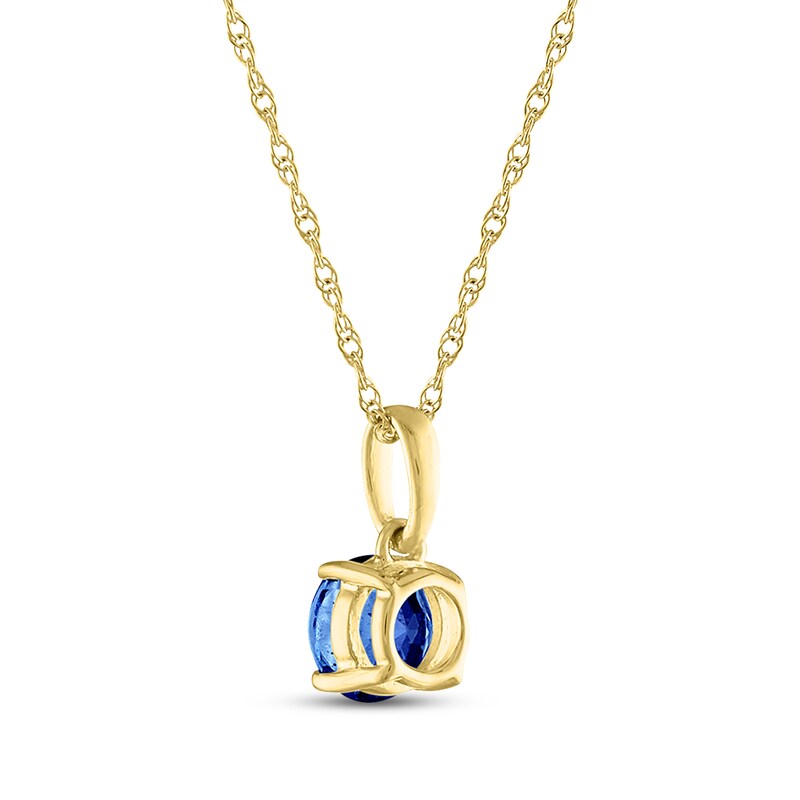 Main Image 3 of Blue Round-Cut Lab-Created Sapphire Necklace 10K Yellow Gold 18&quot;