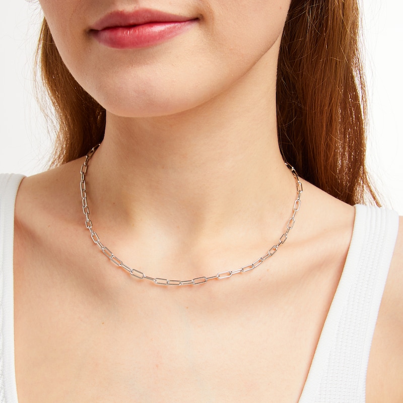Main Image 2 of Diamond Toggle Paperclip Necklace 1/10 ct tw Sterling Silver 17&quot;
