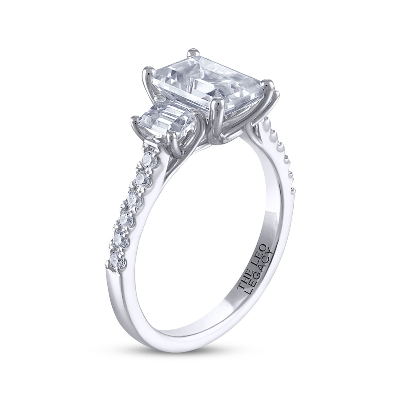 THE LEO Legacy Lab-Created Diamond Emerald-Cut Three-Stone Engagement Ring 2-3/4 ct tw 14K White Gold