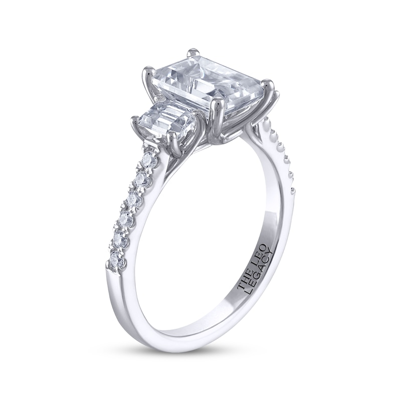 Main Image 2 of THE LEO Legacy Lab-Grown Diamond Emerald-Cut Three-Stone Engagement Ring 2-3/4 ct tw 14K White Gold