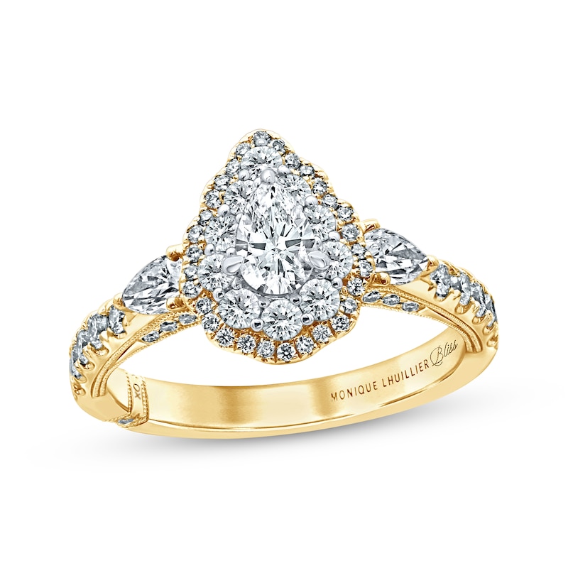 Monique Lhuillier Bliss Pear-Shaped Diamond Engagement Ring 1-1/4 ct tw 18K Two-Tone Gold