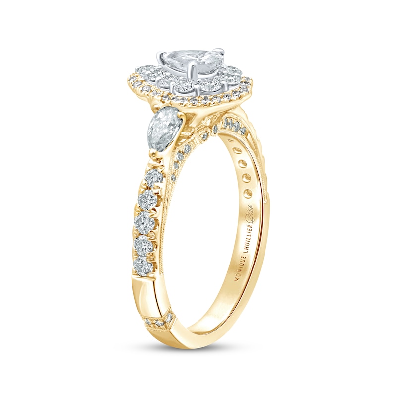 Monique Lhuillier Bliss Pear-Shaped Diamond Engagement Ring 1-1/4 ct tw 18K Two-Tone Gold