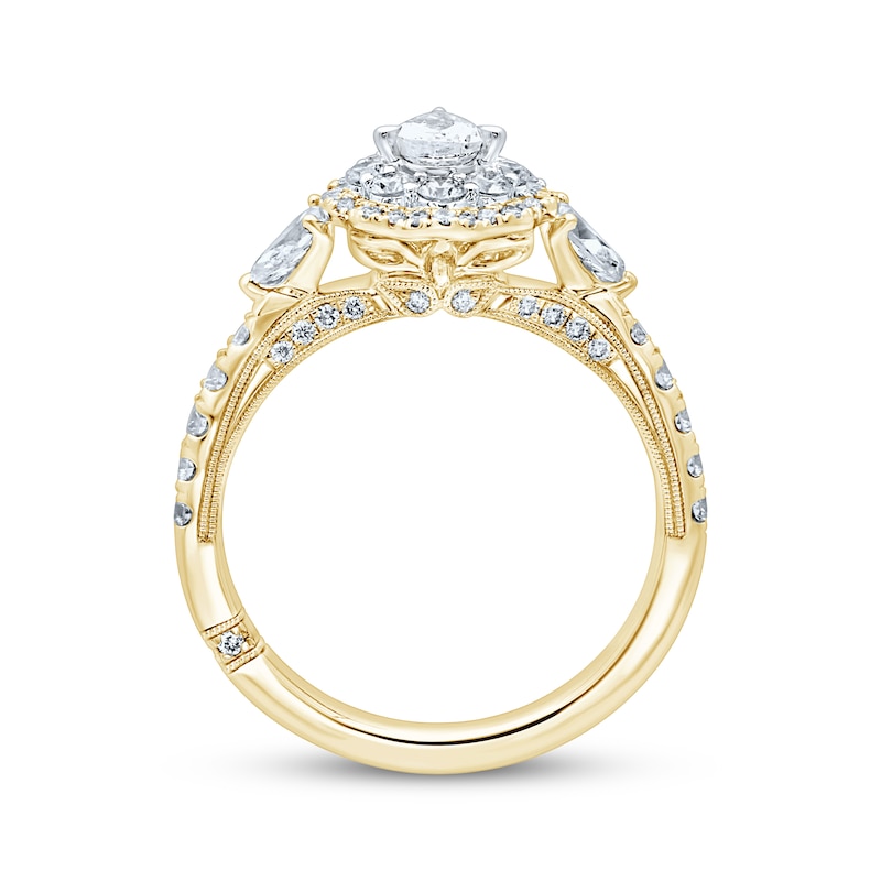 Monique Lhuillier Bliss Pear-Shaped Diamond Engagement Ring 1-1/4 ct tw 18K Two-Tone Gold