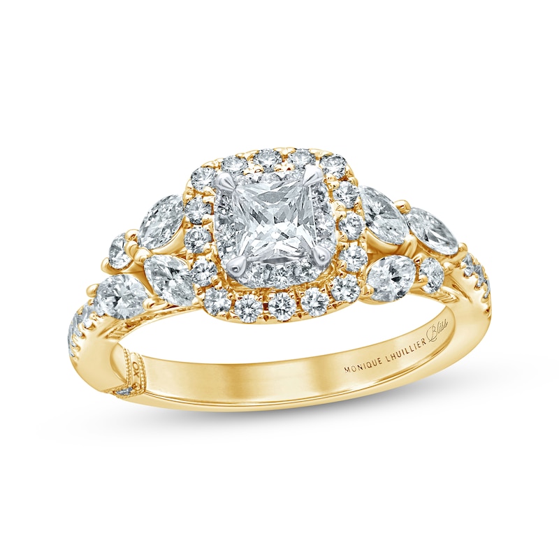 Monique Lhuillier Bliss Princess-Cut Diamond Engagement Ring 1-1/6 ct tw 18K Two-Tone Gold