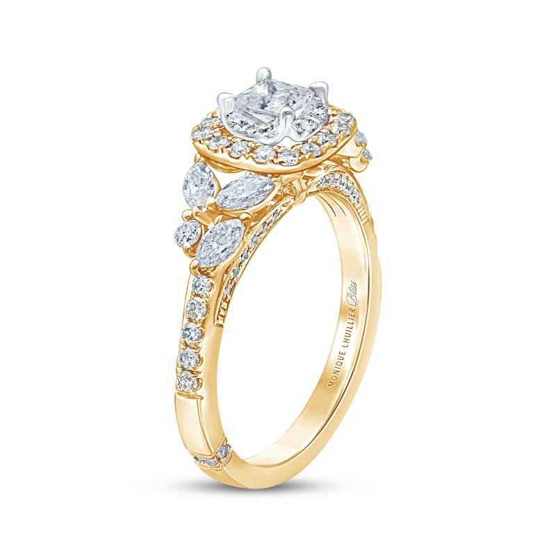 Monique Lhuillier Bliss Princess-Cut Diamond Engagement Ring 1-1/6 ct tw 18K Two-Tone Gold