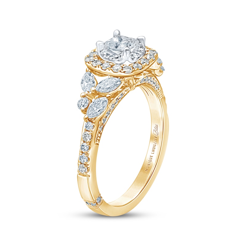 Main Image 2 of Monique Lhuillier Bliss Princess-Cut Diamond Engagement Ring 1-1/6 ct tw 18K Two-Tone Gold