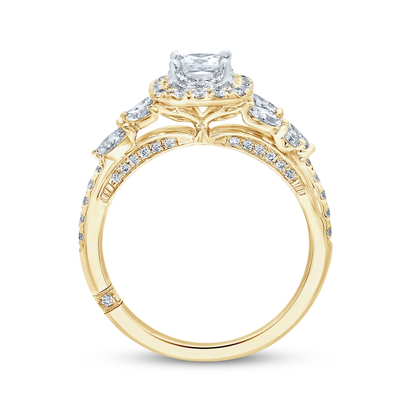 Monique Lhuillier Bliss Princess-Cut Diamond Engagement Ring 1-1/6 ct tw 18K Two-Tone Gold