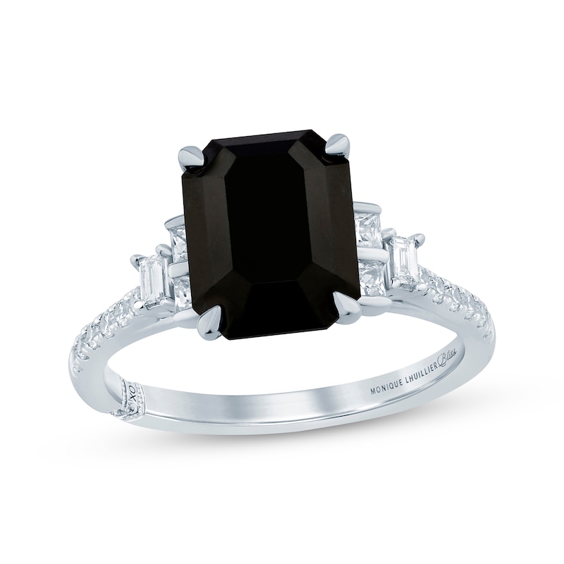 Monique Lhuillier Bliss Emerald-Cut Black & White Diamond Engagement Ring 4-1/3 ct tw 14K White Gold