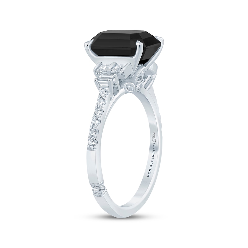 Monique Lhuillier Bliss Emerald-Cut Black & White Diamond Engagement Ring 4-1/3 ct tw 14K White Gold