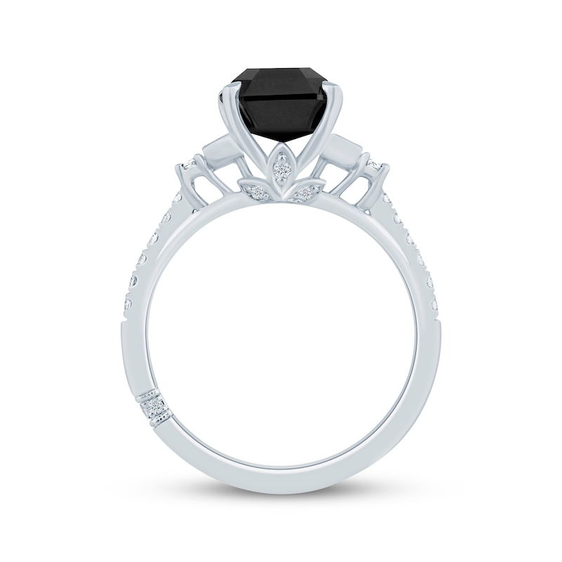 Main Image 3 of Monique Lhuillier Bliss Emerald-Cut Black & White Diamond Engagement Ring 4-1/3 ct tw 14K White Gold