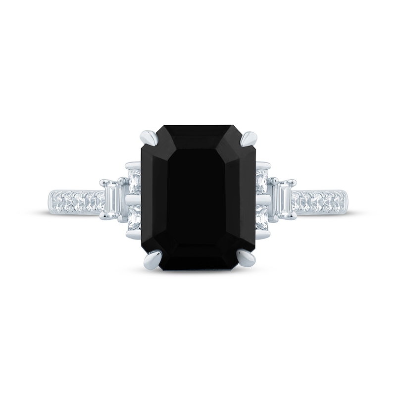 Main Image 4 of Monique Lhuillier Bliss Emerald-Cut Black & White Diamond Engagement Ring 4-1/3 ct tw 14K White Gold
