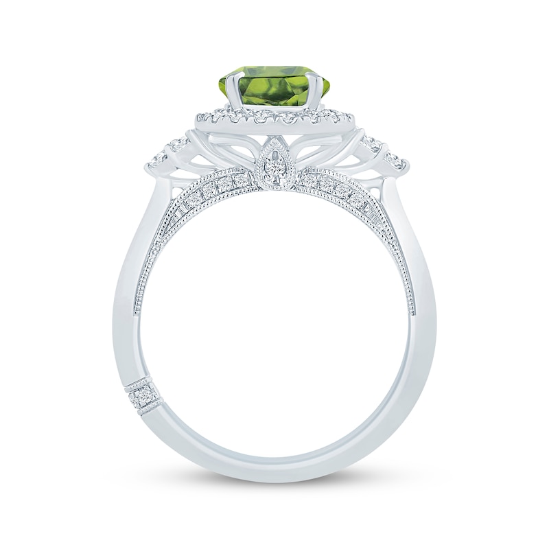 Monique Lhuillier Bliss Pear-Shaped Peridot & Diamond Frame Engagement Ring 1/2 ct tw 14K White Gold