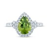 Thumbnail Image 3 of Monique Lhuillier Bliss Pear-Shaped Peridot & Diamond Frame Engagement Ring 1/2 ct tw 14K White Gold