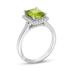 Thumbnail Image 2 of Monique Lhuillier Bliss Radiant-Cut Peridot & Diamond Frame Engagement Ring 1/4 ct tw 14K White Gold