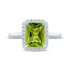 Thumbnail Image 4 of Monique Lhuillier Bliss Radiant-Cut Peridot & Diamond Frame Engagement Ring 1/4 ct tw 14K White Gold