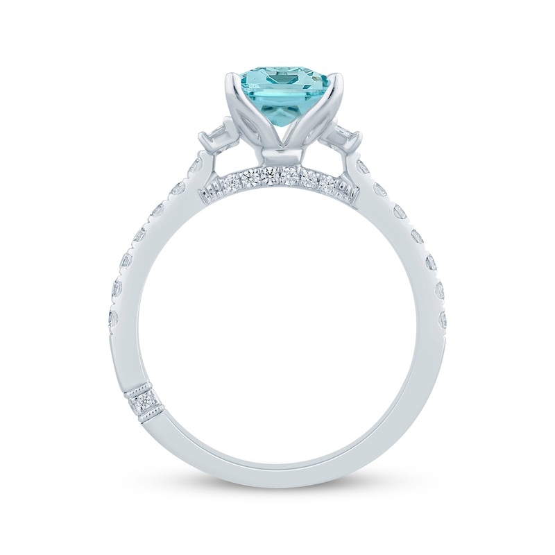 Main Image 3 of Monique Lhuillier Bliss Emerald-Cut Aquamarine & Diamond Engagement Ring 1/2 ct tw 14K White Gold