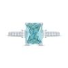 Thumbnail Image 4 of Monique Lhuillier Bliss Emerald-Cut Aquamarine & Diamond Engagement Ring 1/2 ct tw 14K White Gold