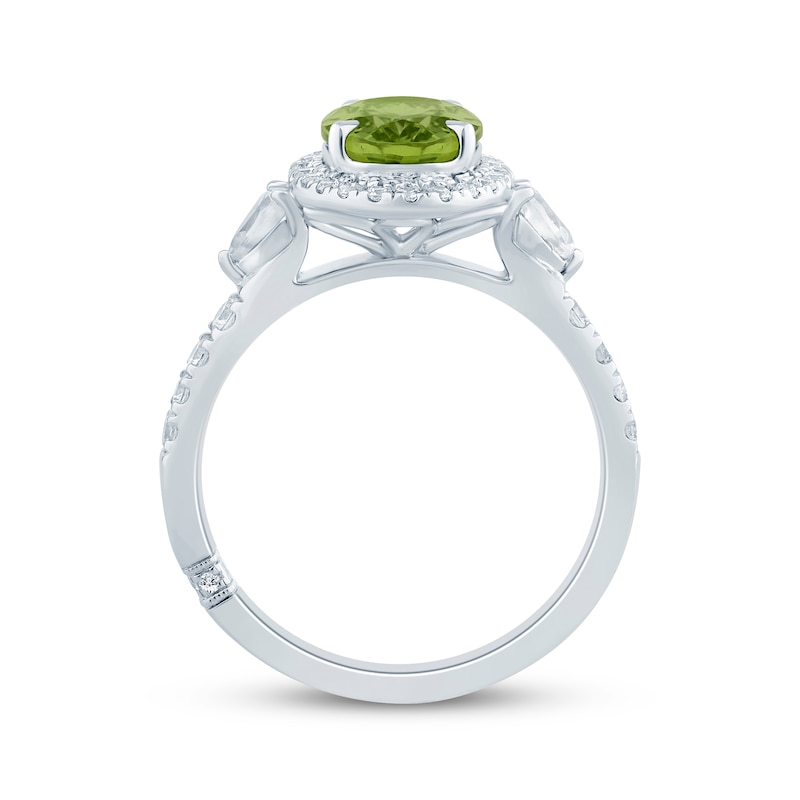 Main Image 3 of Monique Lhuillier Bliss Oval-Cut Peridot & Diamond Halo Engagement Ring 1/2 ct tw 14K White Gold