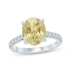 Thumbnail Image 1 of Monique Lhuillier Bliss Oval-Cut Yellow Quartz & Diamond Engagement Ring 1/3 ct tw 14K White Gold