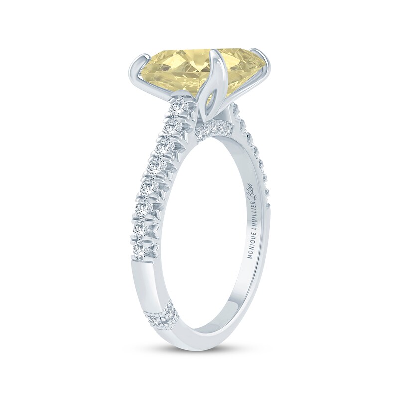 Main Image 2 of Monique Lhuillier Bliss Oval-Cut Yellow Quartz & Diamond Engagement Ring 1/3 ct tw 14K White Gold
