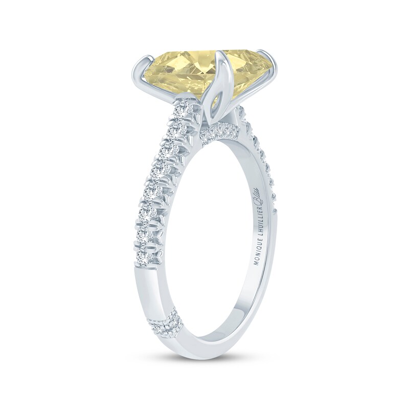 Monique Lhuillier Bliss Oval-Cut Yellow Quartz & Diamond Engagement Ring 1/3 ct tw 14K White Gold