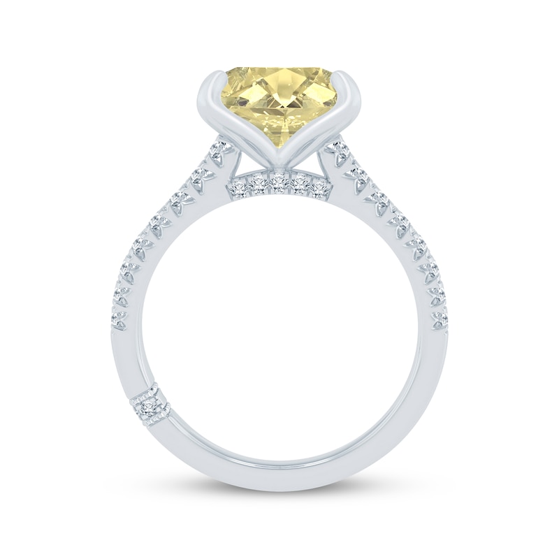 Main Image 3 of Monique Lhuillier Bliss Oval-Cut Yellow Quartz & Diamond Engagement Ring 1/3 ct tw 14K White Gold