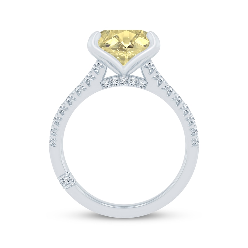 Monique Lhuillier Bliss Oval-Cut Yellow Quartz & Diamond Engagement Ring 1/3 ct tw 14K White Gold