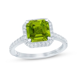 Monique Lhuillier Bliss Square Emerald-Cut Peridot & Diamond Engagement Ring 1/2 ct tw 14K White Gold