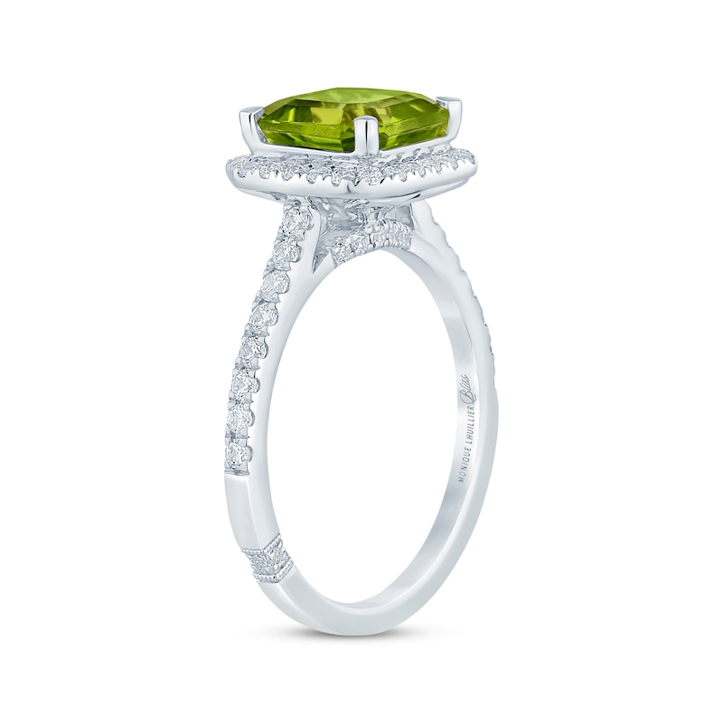 Main Image 2 of Monique Lhuillier Bliss Square Emerald-Cut Peridot & Diamond Engagement Ring 1/2 ct tw 14K White Gold