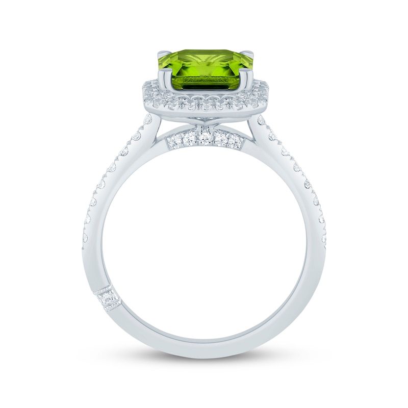 Main Image 3 of Monique Lhuillier Bliss Square Emerald-Cut Peridot & Diamond Engagement Ring 1/2 ct tw 14K White Gold