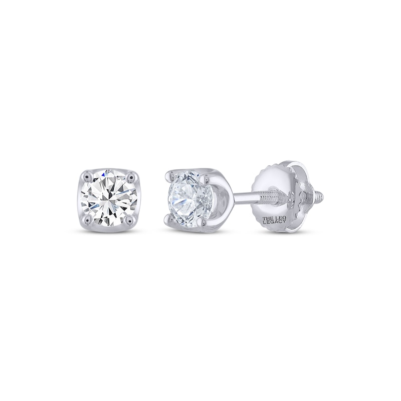 Main Image 1 of THE LEO Legacy Lab-Grown Diamond Round-Cut Solitaire Stud Earrings 1/2 ct tw 14K White Gold (F/VS2)