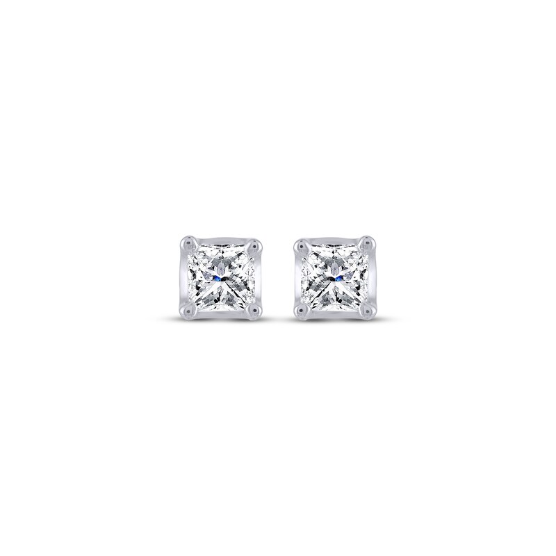 Main Image 2 of THE LEO Legacy Lab-Grown Diamond Princess-Cut Solitaire Stud Earrings 1/2 ct tw 14K White Gold (F/VS2)