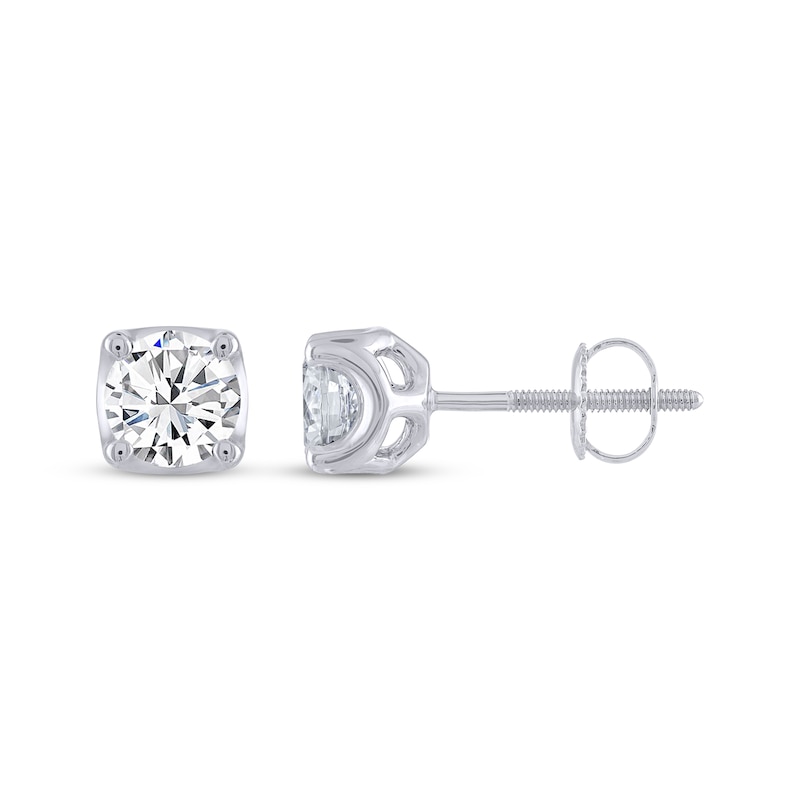 Main Image 3 of THE LEO Legacy Lab-Grown Diamond Round-Cut Solitaire Stud Earrings 1-1/2 ct tw 14K White Gold (F/VS2)