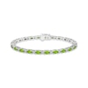 Thumbnail Image 0 of Peridot & White Lab-Created Sapphire Link Bracelet Sterling Silver 7.25"