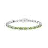 Thumbnail Image 1 of Peridot & White Lab-Created Sapphire Link Bracelet Sterling Silver 7.25&quot;