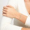 Thumbnail Image 2 of Peridot & White Lab-Created Sapphire Link Bracelet Sterling Silver 7.25&quot;