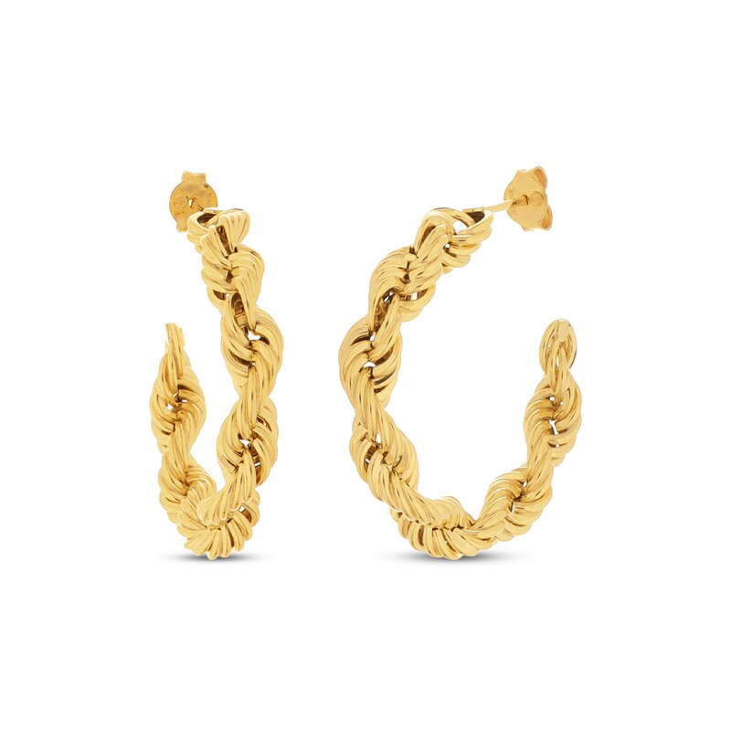 Twist Rope Chain Earrings 10K Yellow Gold 25mm Kay