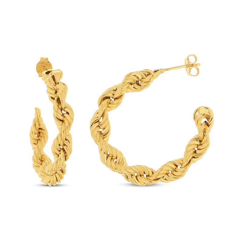 Twist Rope Chain Earrings 10K Yellow Gold 25mm Kay
