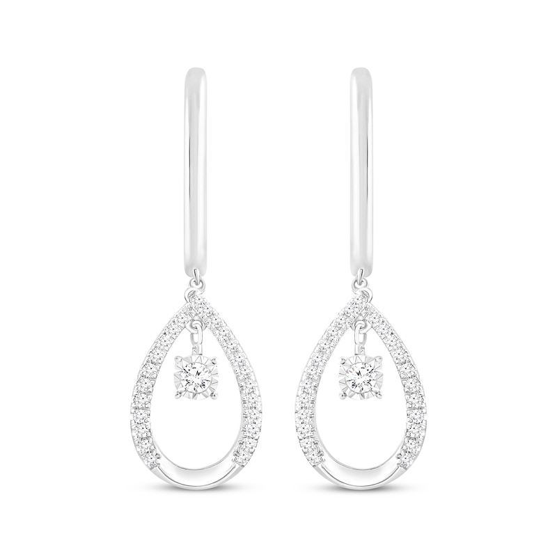 Unstoppable Love Diamond Huggie Hoop Teardrop Dangle Earrings 1/5 ct tw Sterling Silver